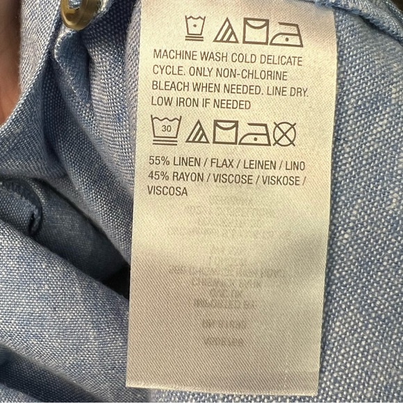 Susan Graver Women’s Linen Blend Blue Button Down Shirt Dress Size XXS - Picture 8 of 9